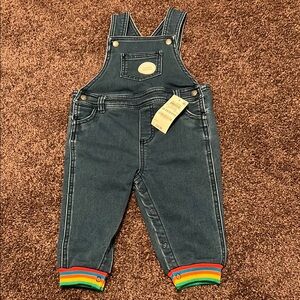 Kids Denim Overalls with Rainbow Cuffs